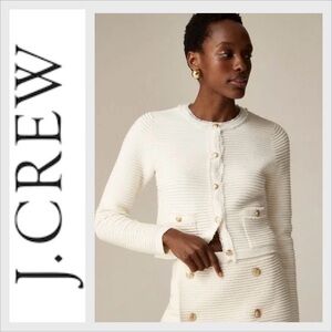 J. Crew Emilie Sweater Lady Jacket in Textured Cotton Blend S
